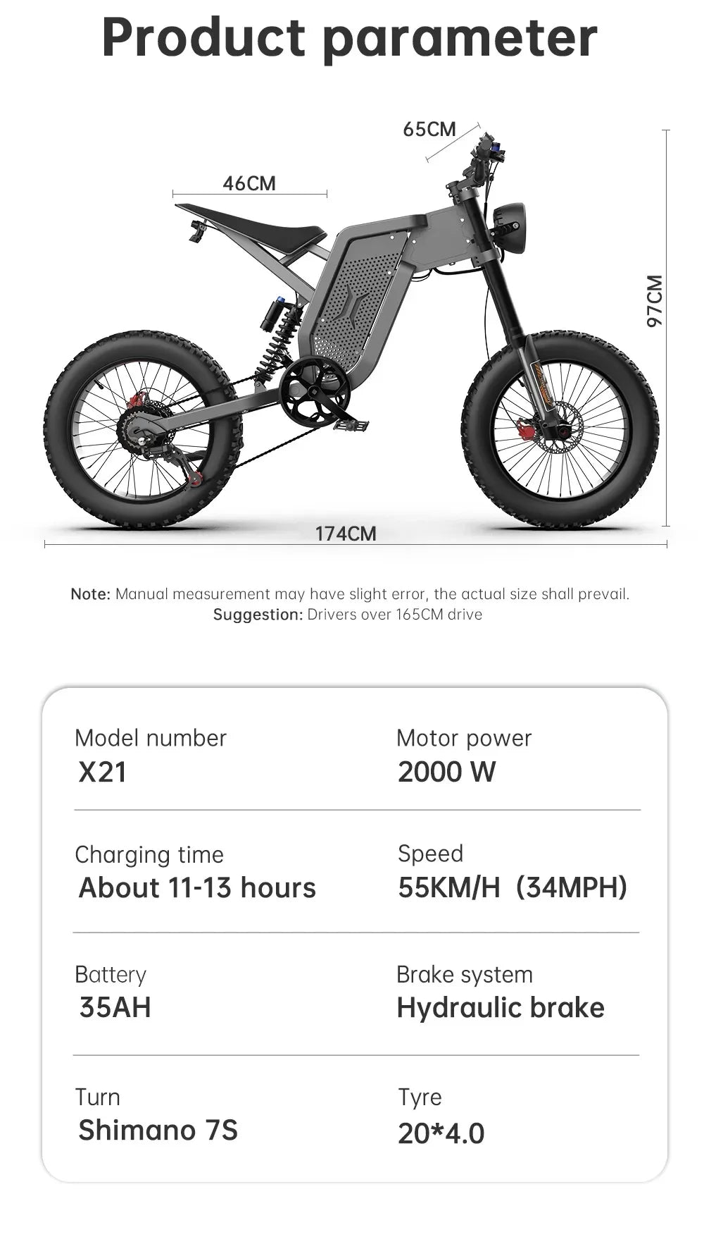 EKXBike X21 Readygo — 2000W, 48V35AH, Fat Tires