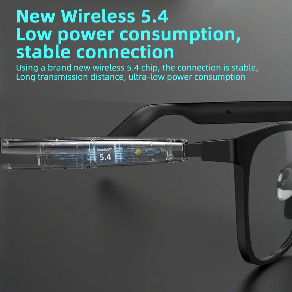 Unisex-Smart-Brille — magnetische Gläser, Bluetooth 5.4, kabellose Anrufe & Musik