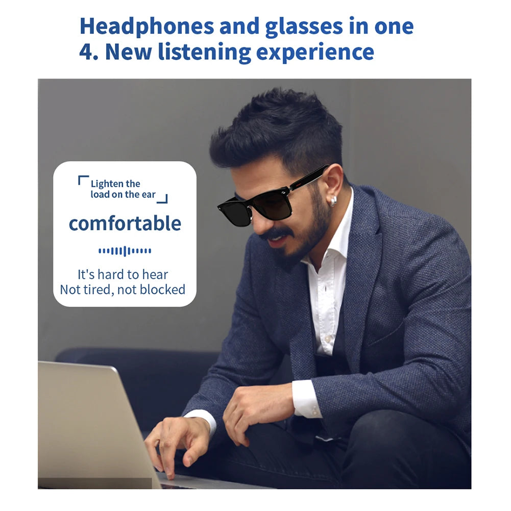 Lunettes Intelligentes IA — Assistant Vocal, Audio Bluetooth, Lunettes de Soleil avec Caméra
