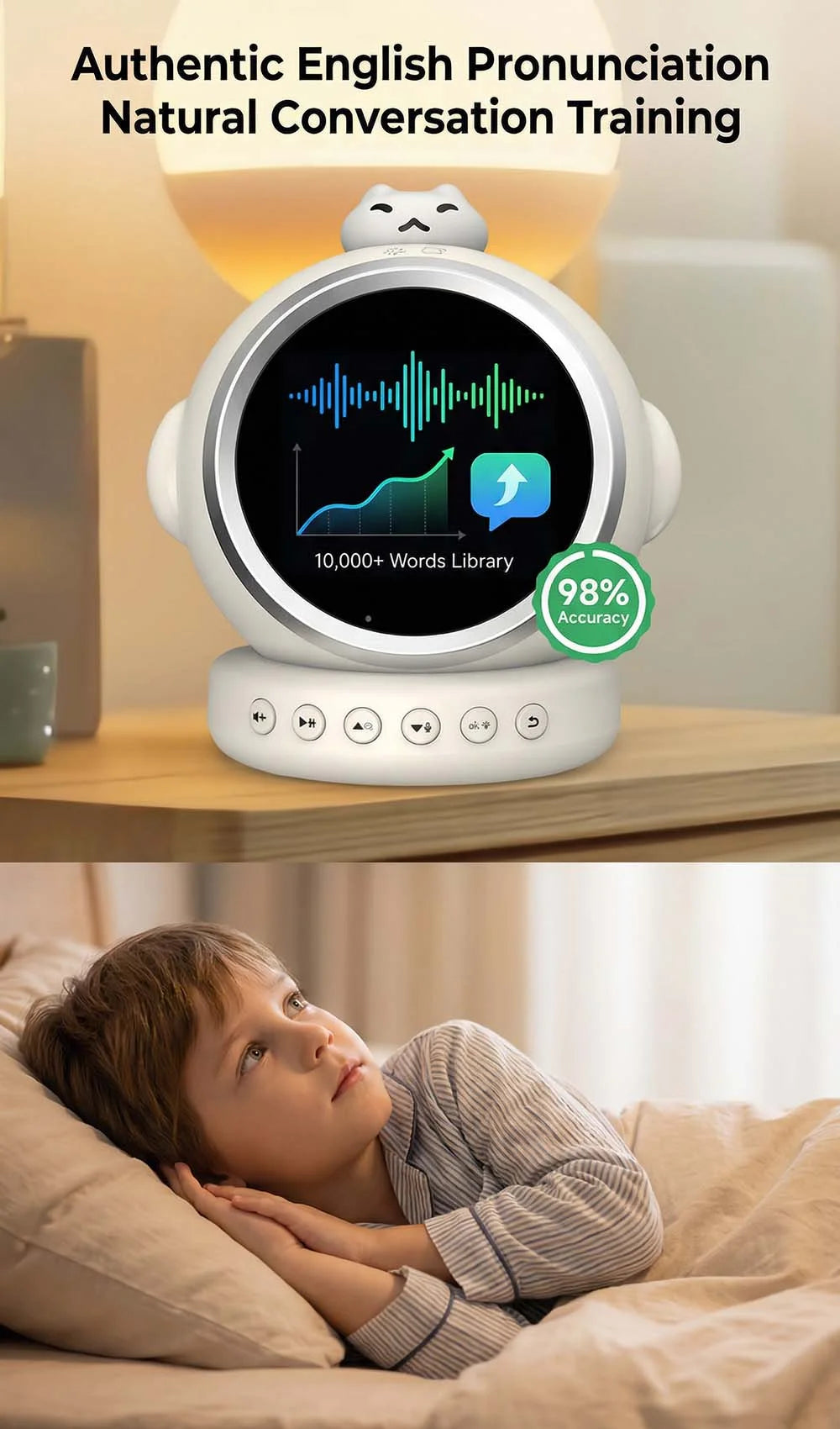 Smart AI Alarm Clock for Kids Ok to Wake Children with Sleep Training and Sound Talking Robot Toy Birthday Gift for Boy Girls