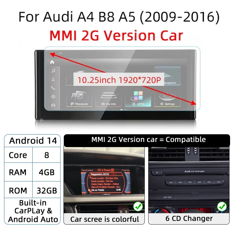 Audi A4 B8/A5 — Android 14, Wireless CarPlay