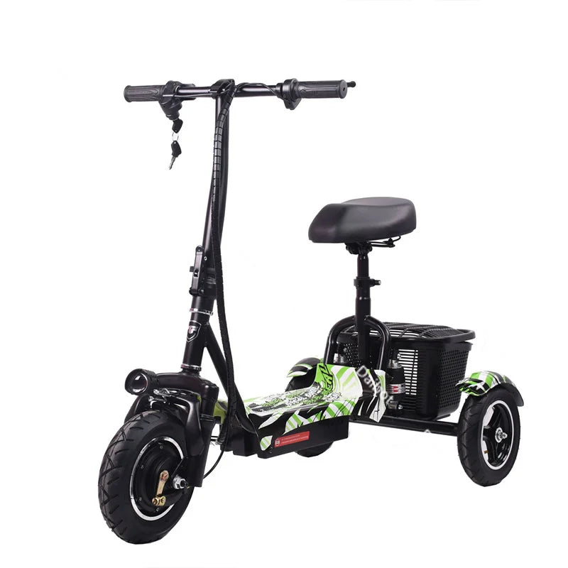 500W Electric Scooter For Elderly Small Foldable With Colorful Pedals/Basket/Handle Foldable Electric Tricycle 3 Wheels Adult