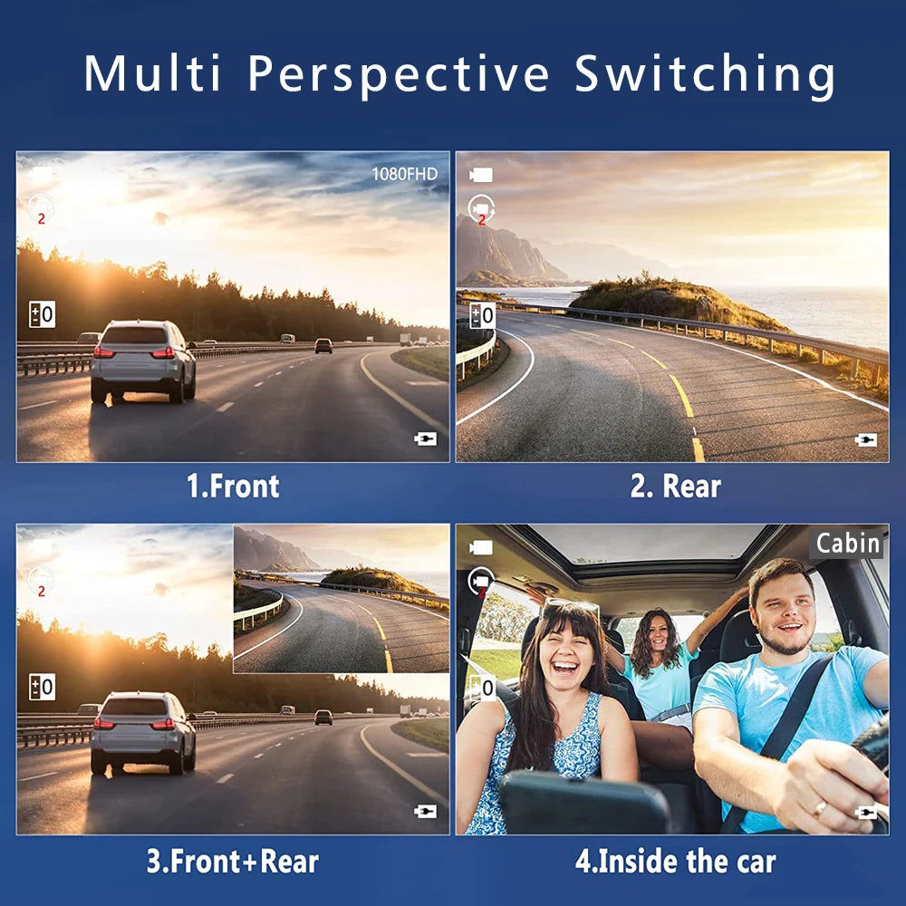 WiFi 3-Channel Dash Cam — 1080P, Cabin Lens