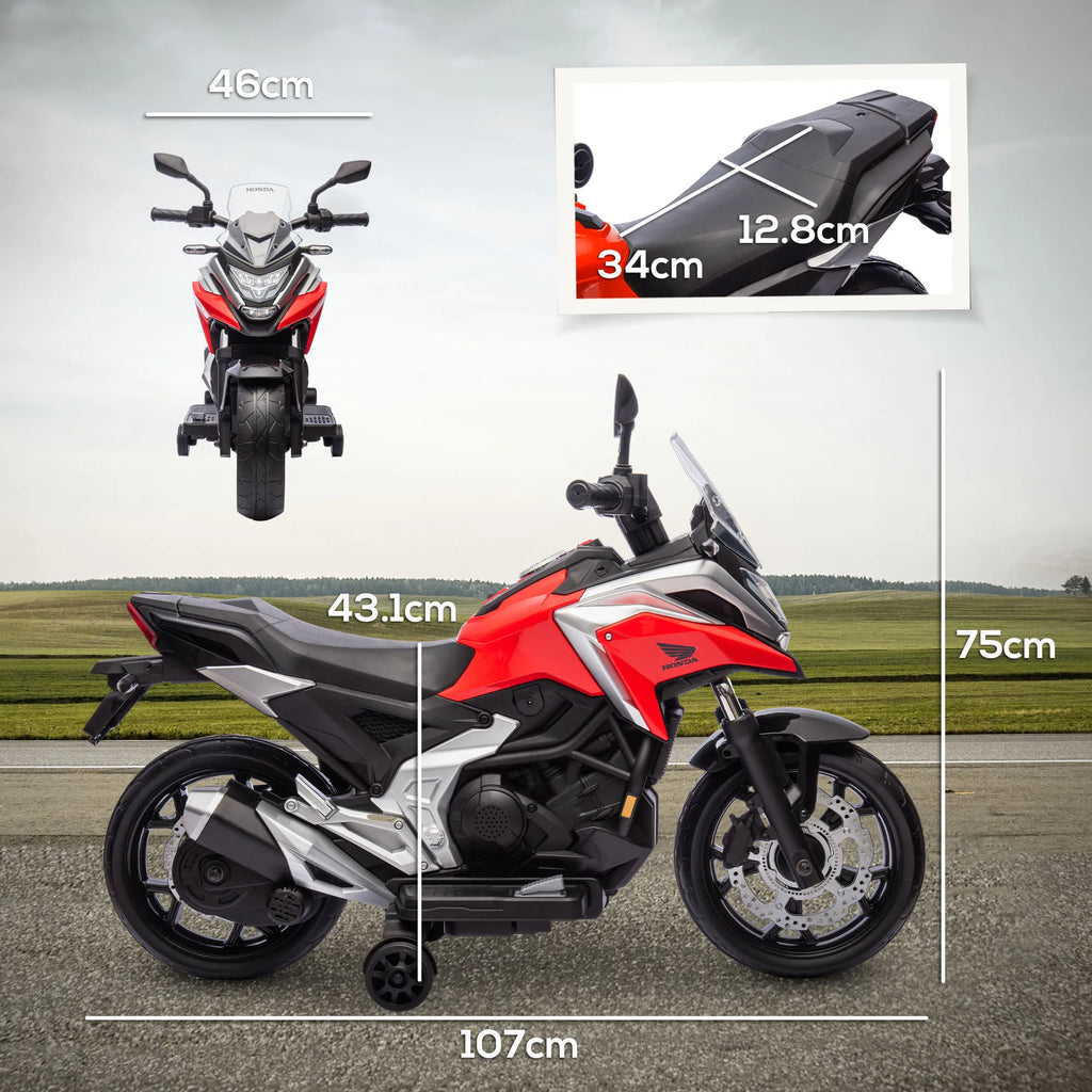 AIYAPLAY Honda Licensed 12V Kids Electric Bike w/ Music, Headlights