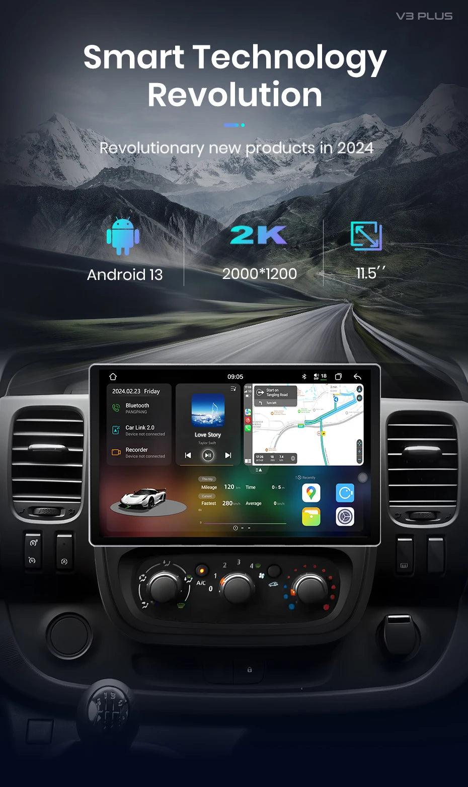 Junsun Renault Trafic — 2K, Wireless CarPlay