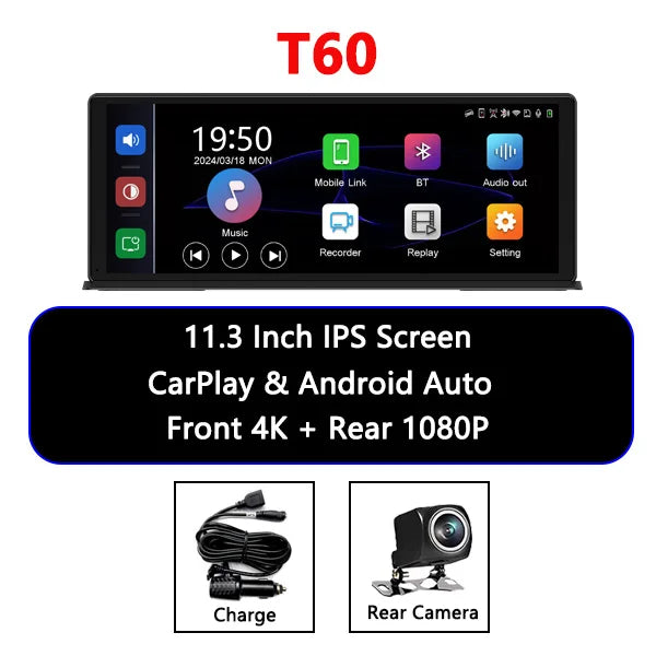 11.3" 4K Dashcam — CarPlay, Voice Control