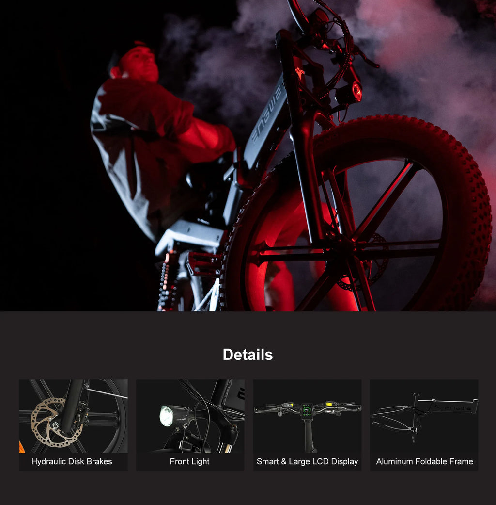 Folding Snow Tire E-Bike — 1000W, Full Suspension