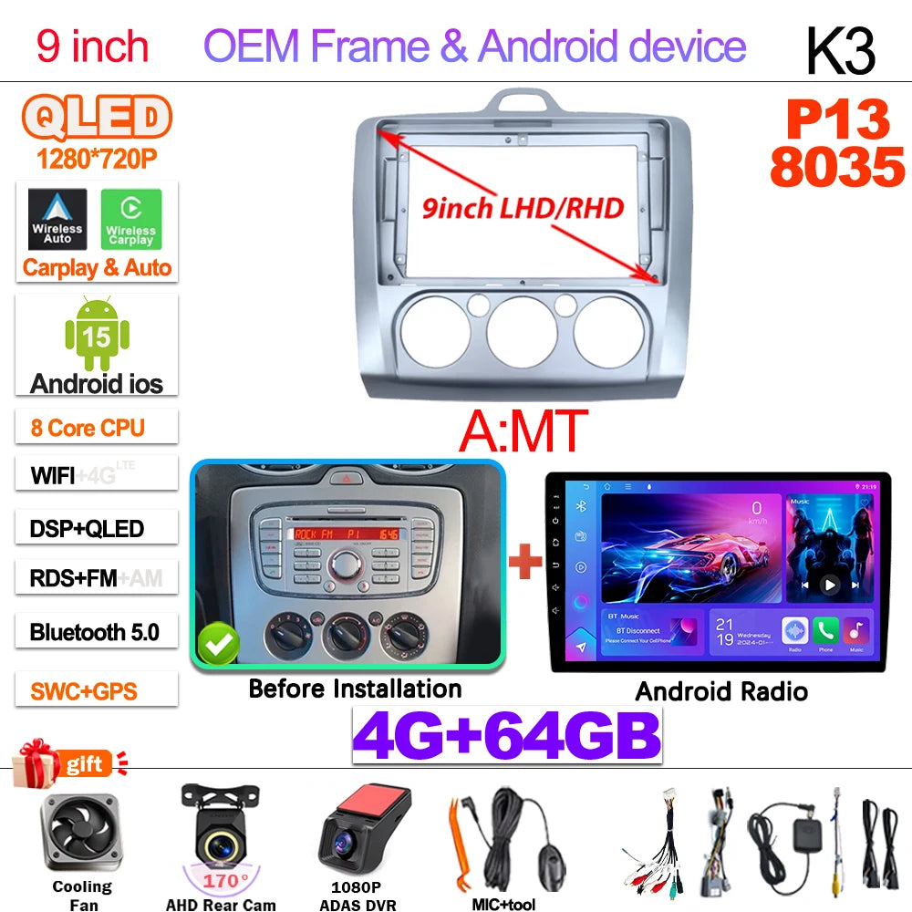 Ford Focus Android 15 — Wireless CarPlay, WiFi