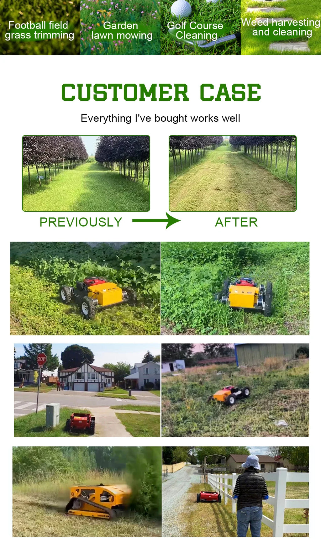 Wireless Remote Control Crawler Lawn Mower For Sloped Garden Farm Grass Cutting High Power Low Vibration Customizec