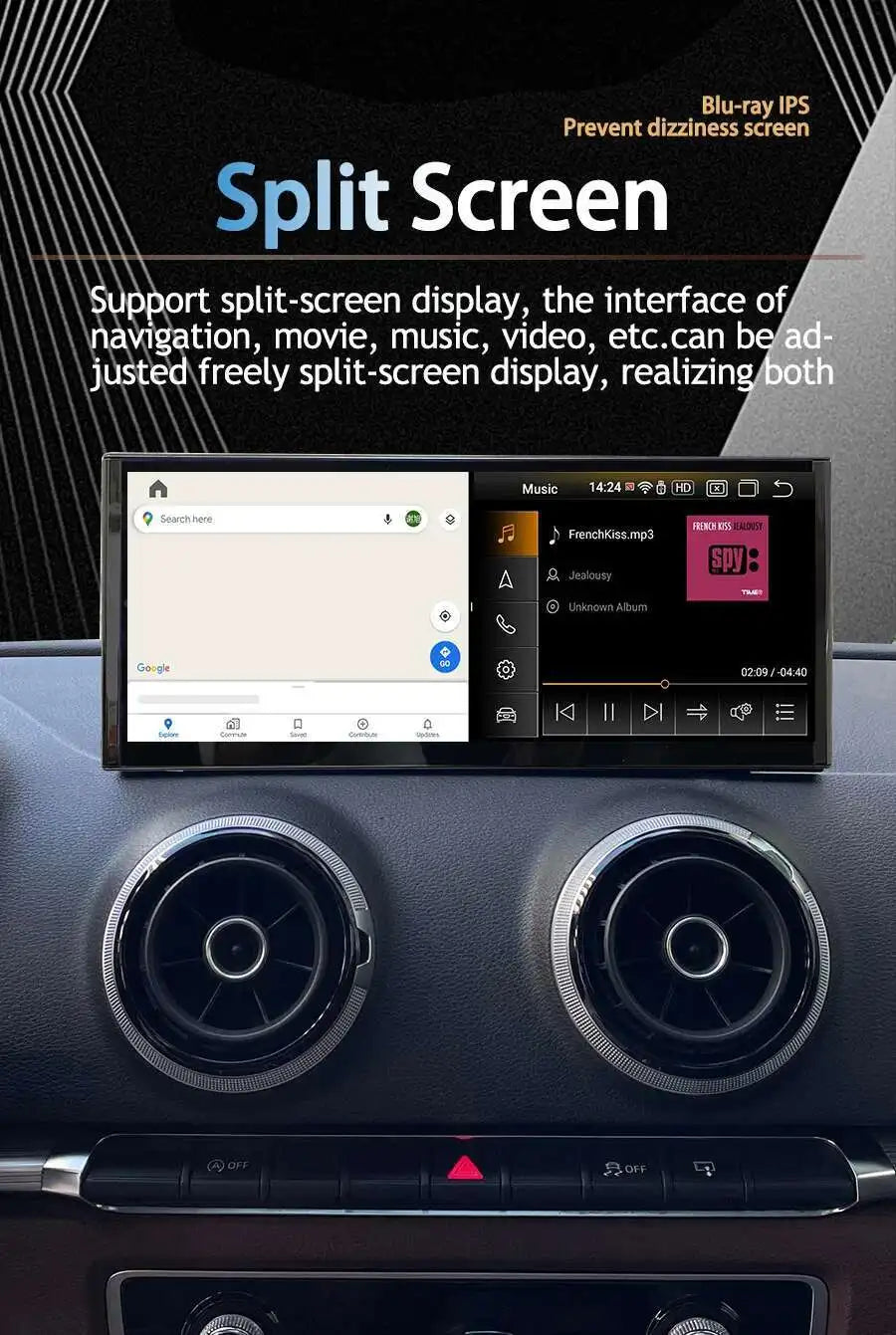 Audi A4/A5 12.3" — Android 13, QLED, CarPlay