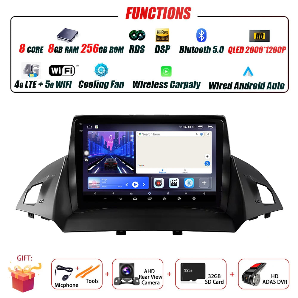 Ford C-MAX/Kuga — Android 16, GPS, CarPlay