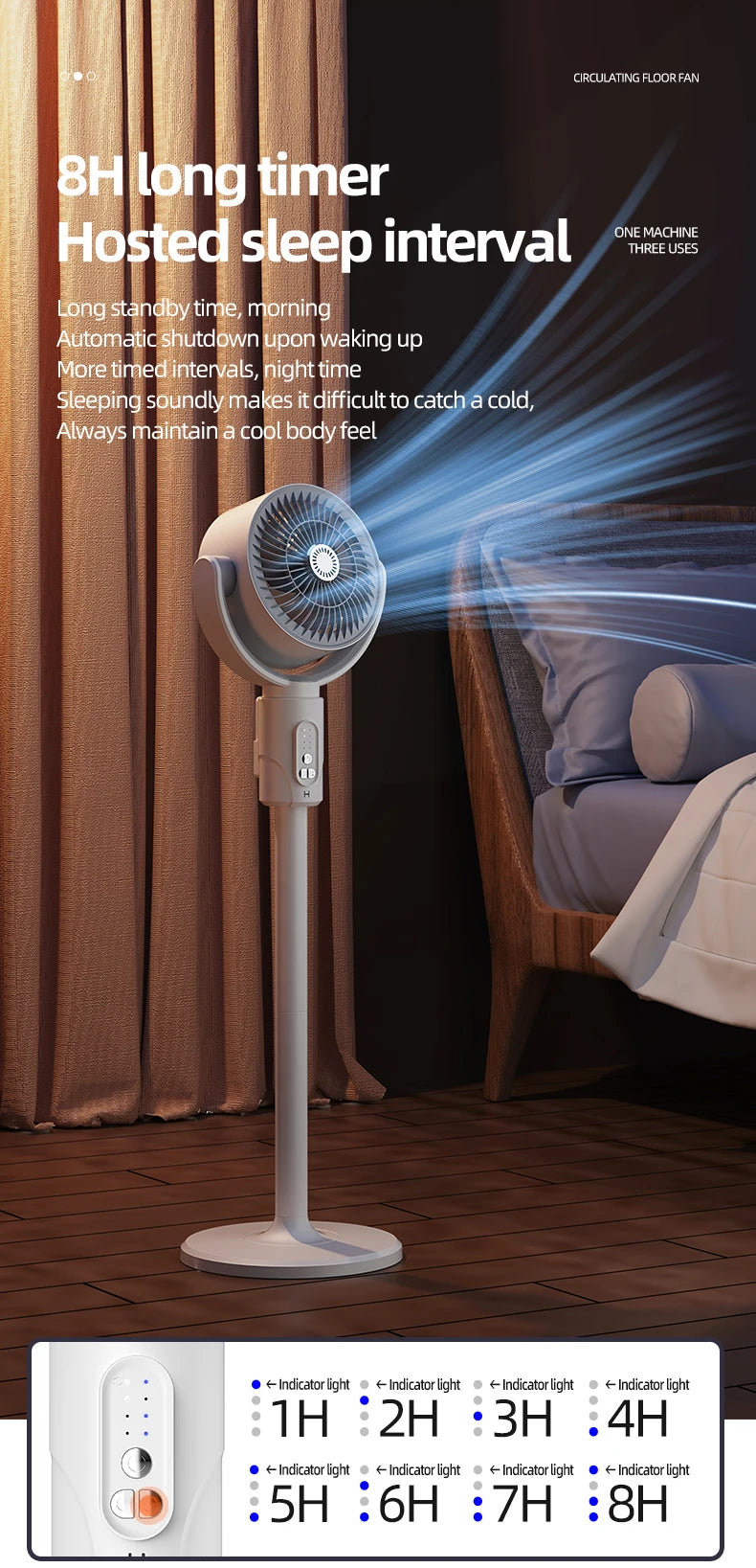 Oscillating Air Fan — 5-Speed, Cordless, Adjustable
