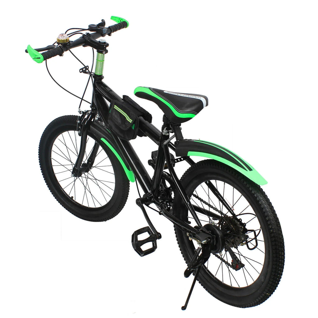 20 Inch Kids Bike Children Bicycle for Boys Girls Ages 8-12 Years Old, MTB Mountain Bike 7 Speed City Bike, GREEB/RED