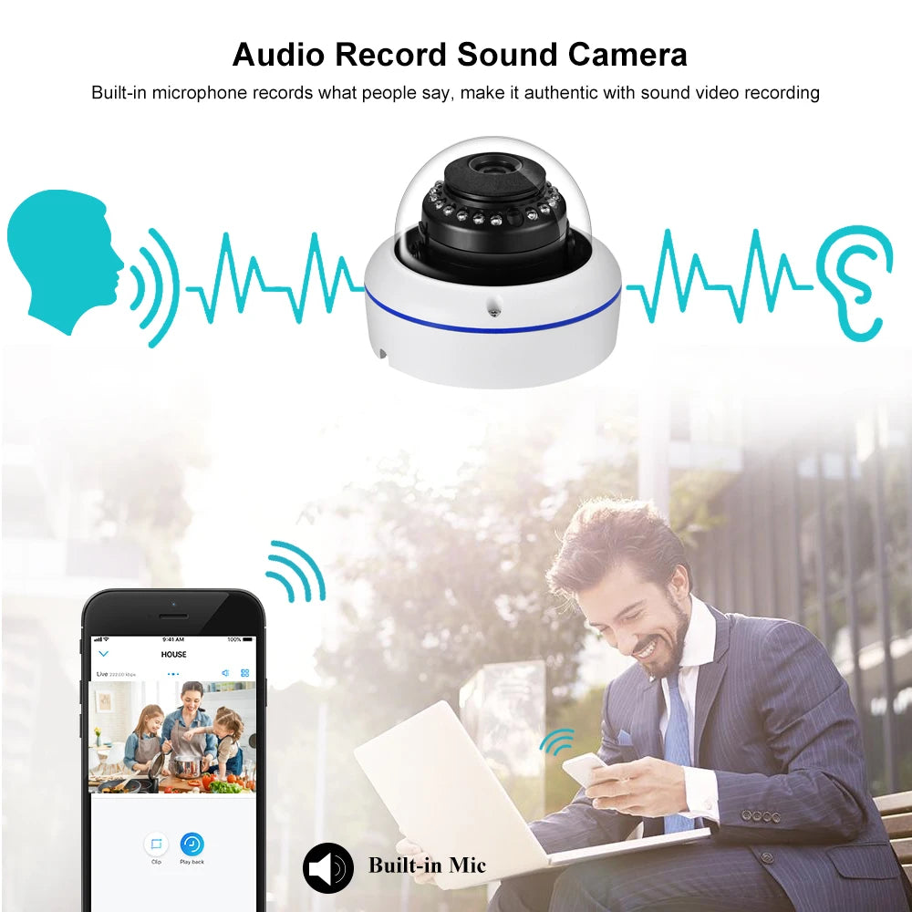 Kit de caméra de sécurité POE 10 canaux 4K 8MP Audio Détection de mouvement Caméra dôme extérieure anti-vandalisme 5MP 4MP Protection de surveillance CCTV