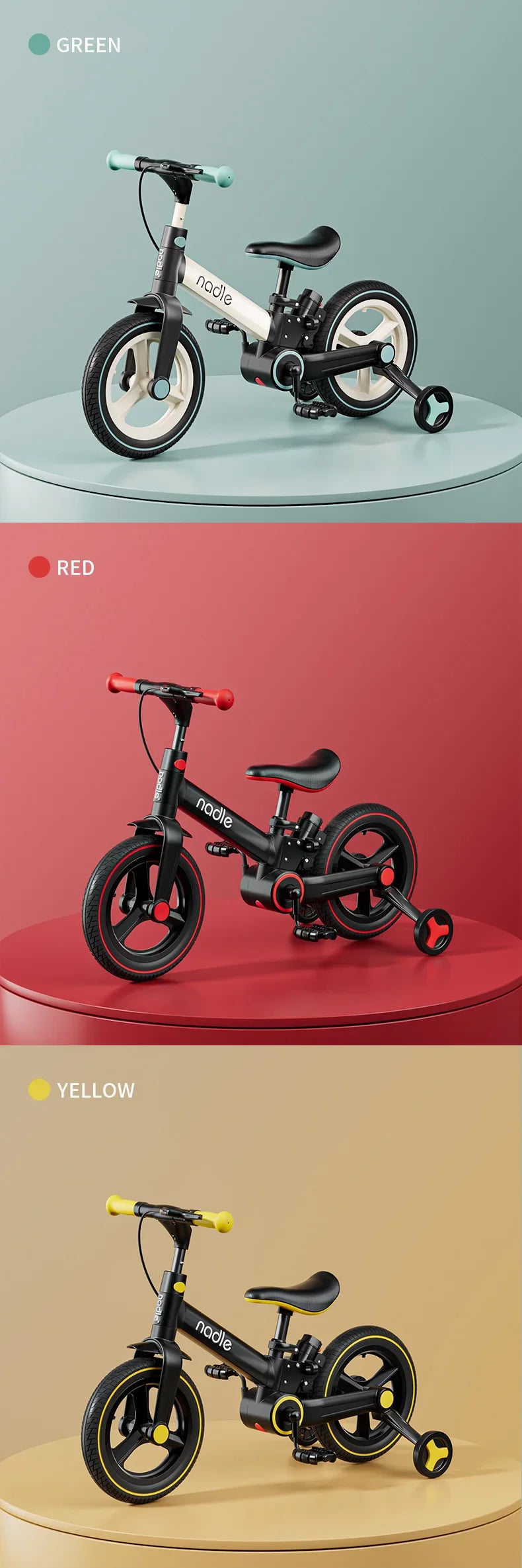 4-in-1 Balance Bike — Folding, Kids Pedal Bike