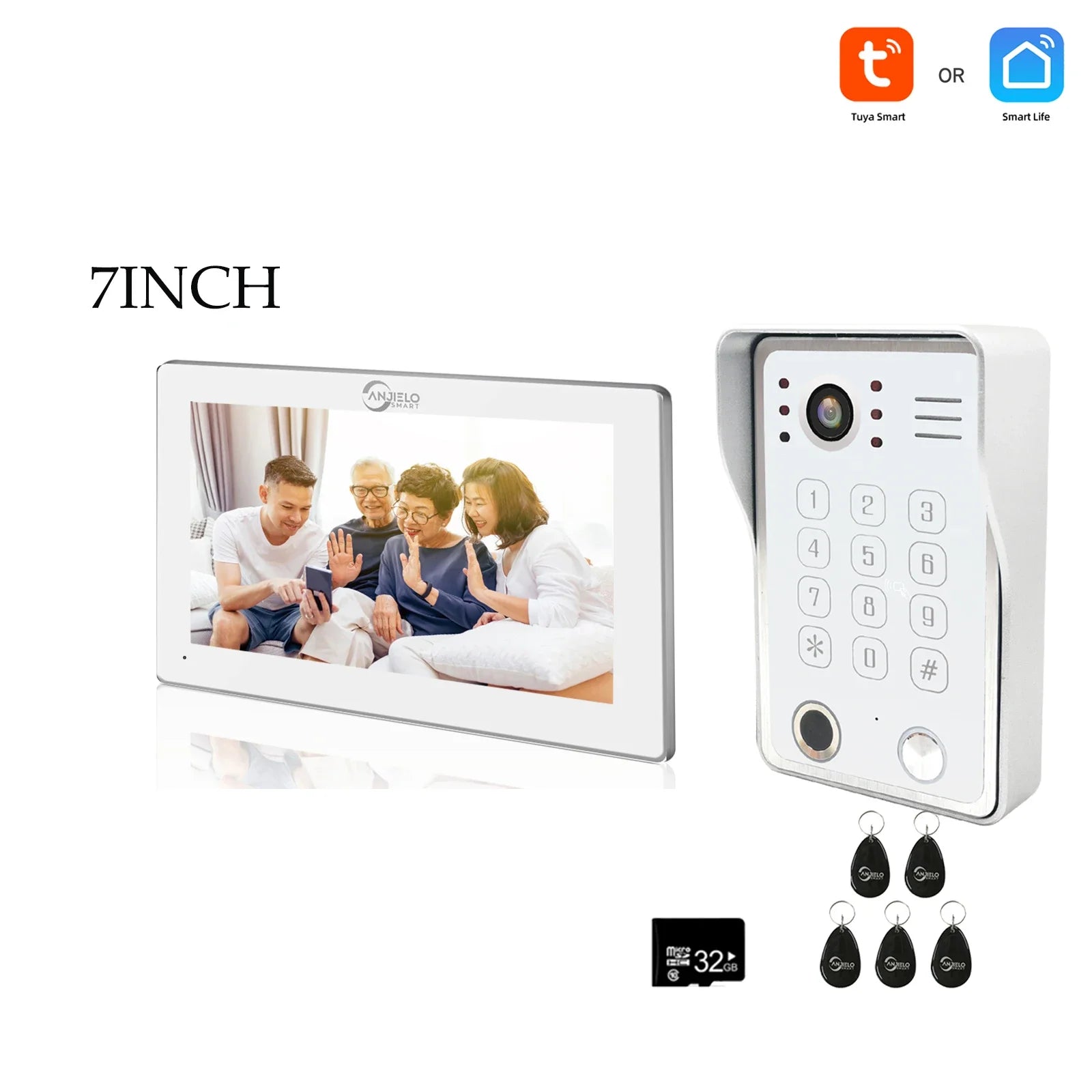 Système de sécurité interphone vidéo avec déverrouillage par empreinte digitale Anjielo tuya 1080P moniteur tactile 7/10 pouces pour villa et maison