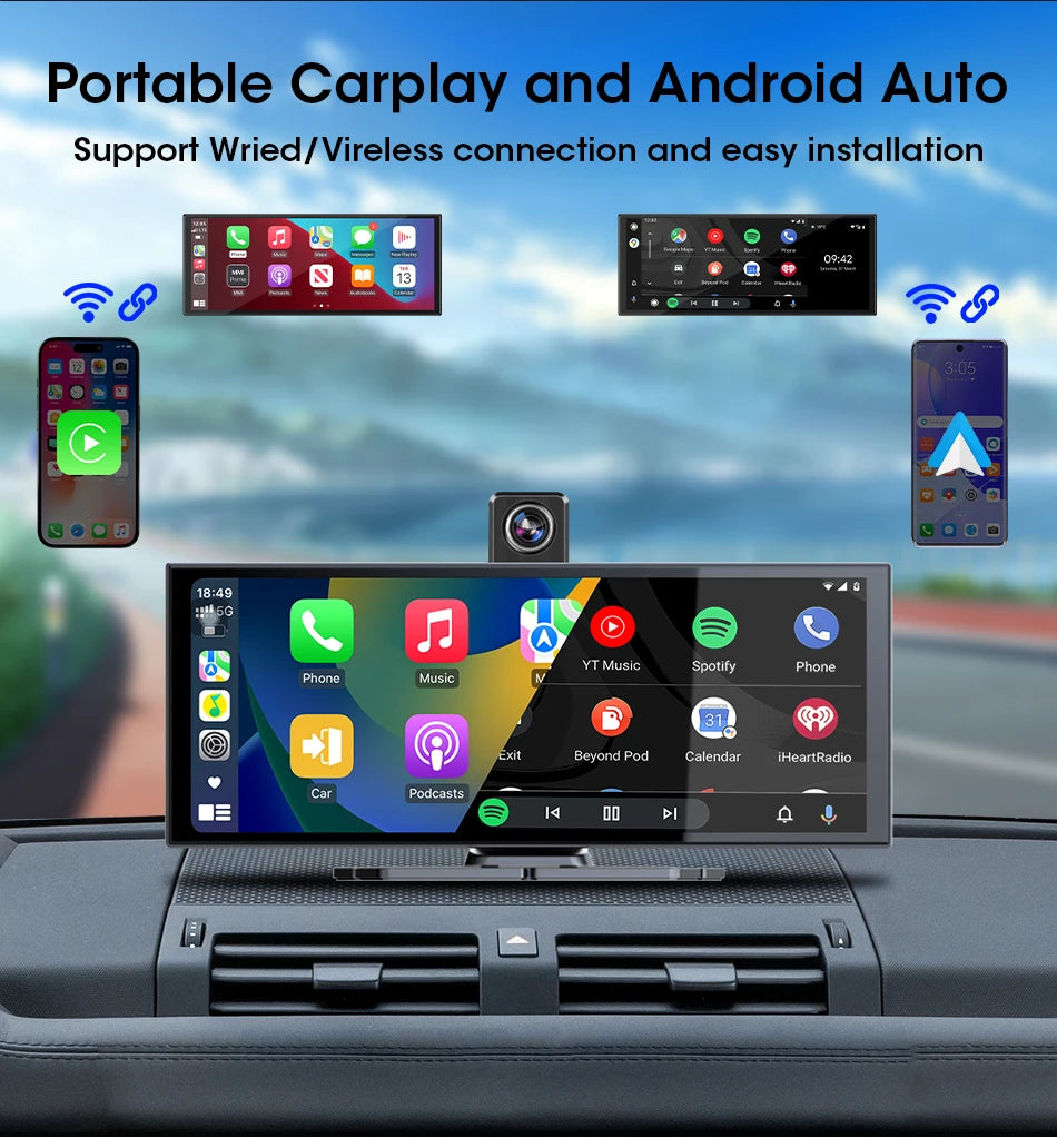 4K Dash Cam — Wireless CarPlay, Dual Lens
