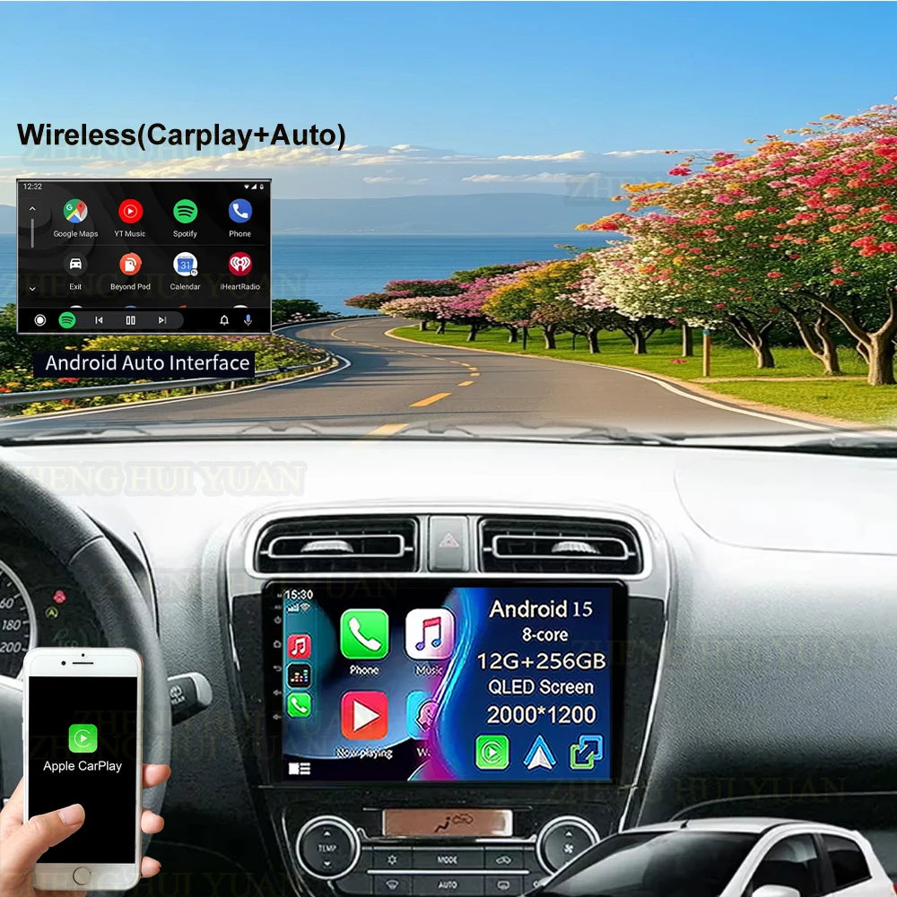 Mitsubishi Mirage Android 15 — GPS, Multimedia Screen
