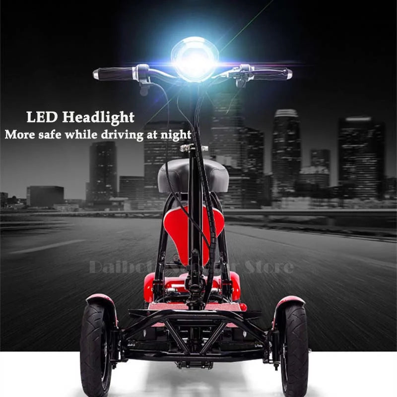 4 Wheel Mobility Scooters for 2 Peoples With Baby Seat 500W 36V 15.6AH  Adults 10 Inch Electric Scooter Dual Motor