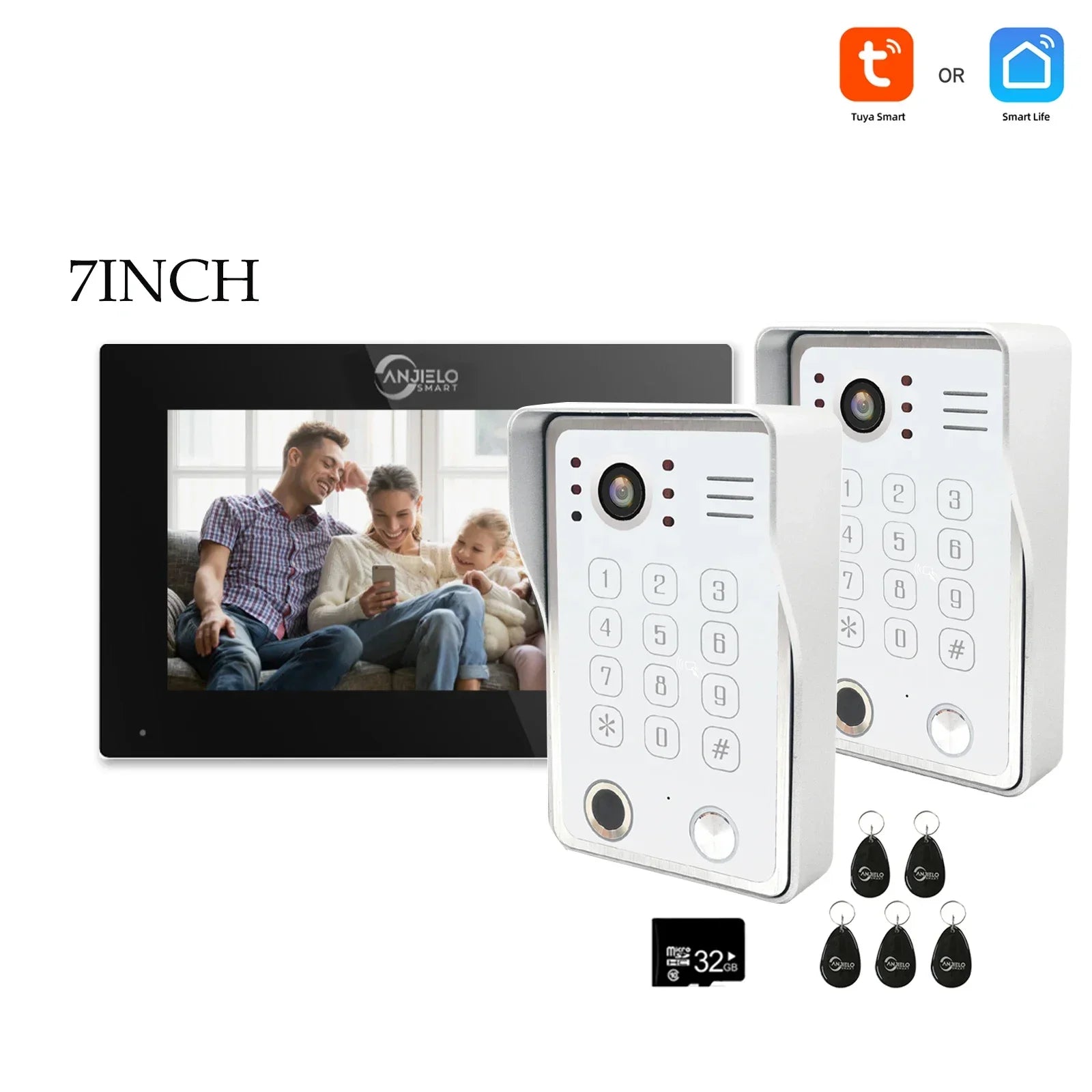 Système de sécurité interphone vidéo avec déverrouillage par empreinte digitale Anjielo tuya 1080P moniteur tactile 7/10 pouces pour villa et maison