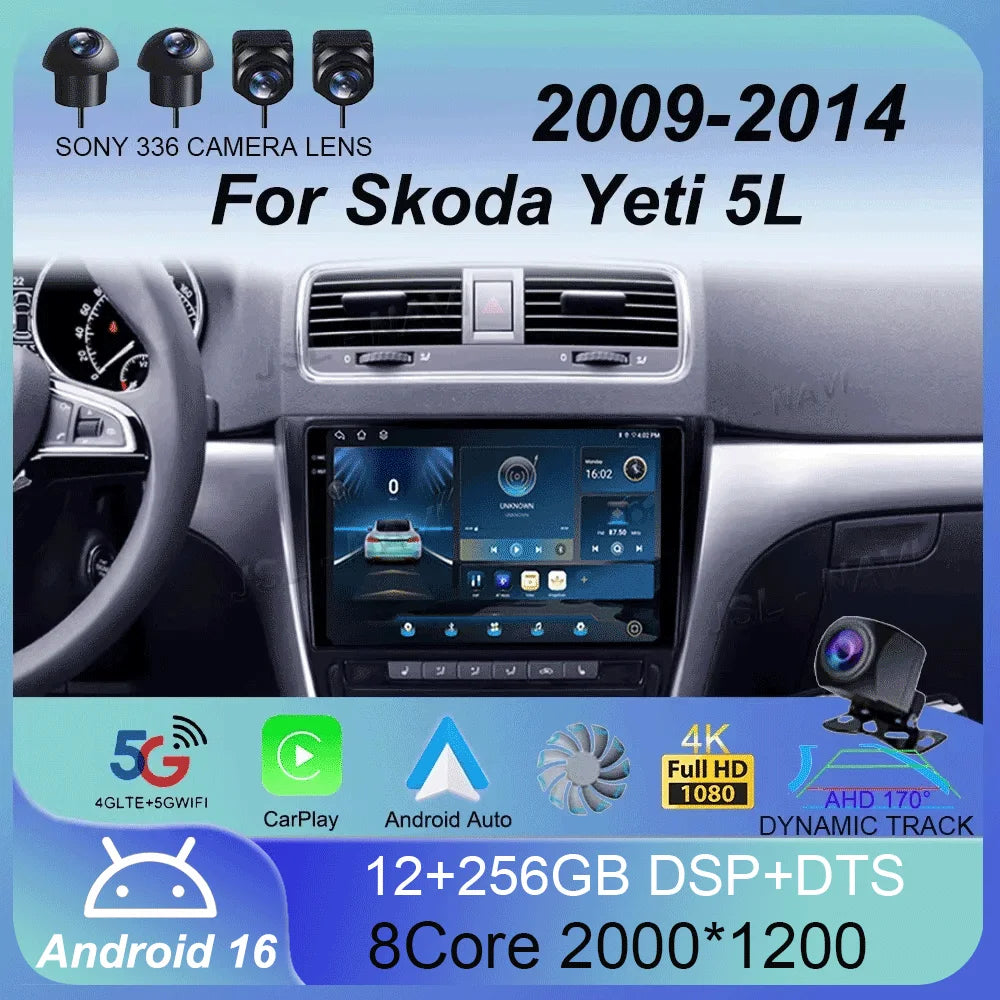 Skoda Yeti Android 16 — 4G, CarPlay, GPS