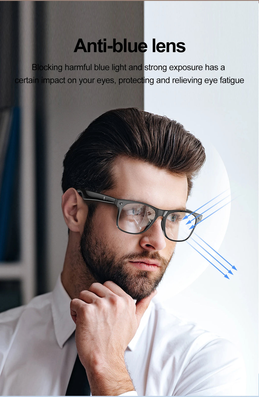 LIGE Smart Glasses – Kabelloses Bluetooth, integriertes Mikrofon, Touch-Steuerung & Übersetzung
