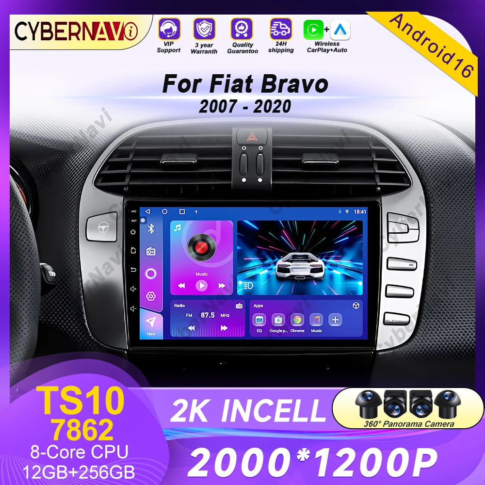 Fiat Bravo Android — 2K QLED, CarPlay, 4G