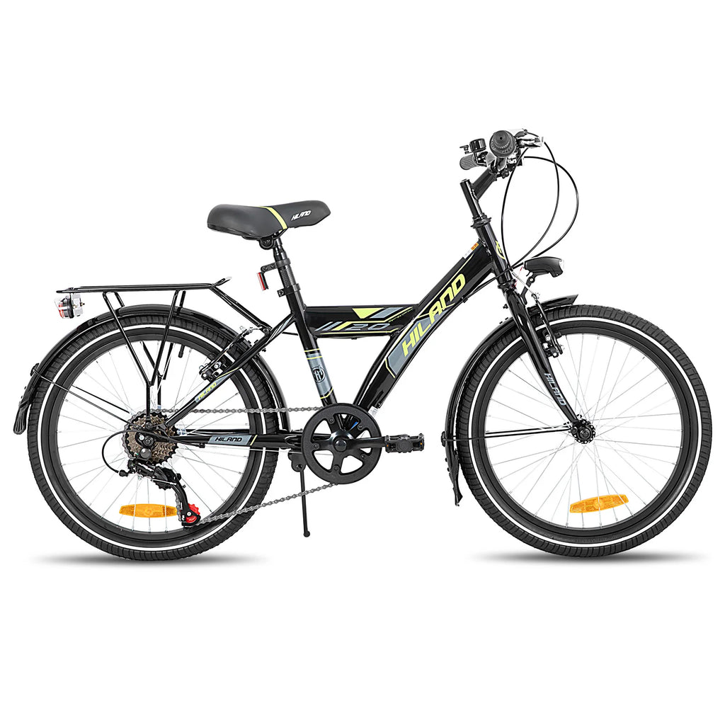 HILAND 20/24 Inch Kids Bike with Rear Rack, 6-Speed Gears Kids Bike with Hand Brakes, Children's Bicycle with Kickstand