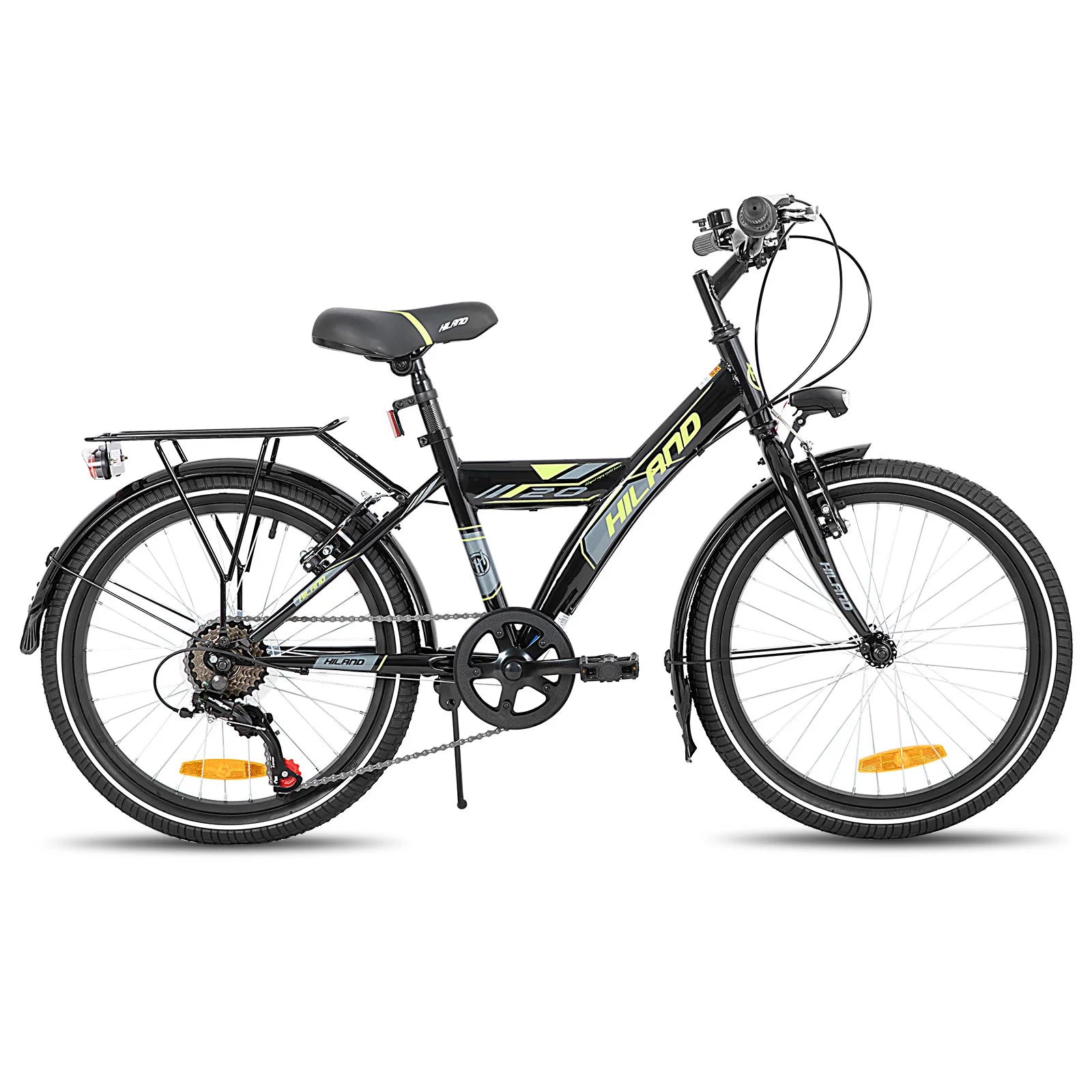 HILAND 20/24 Inch Kids Bike with Rear Rack, 6-Speed Gears Kids Bike with Hand Brakes, Children's Bicycle with Kickstand