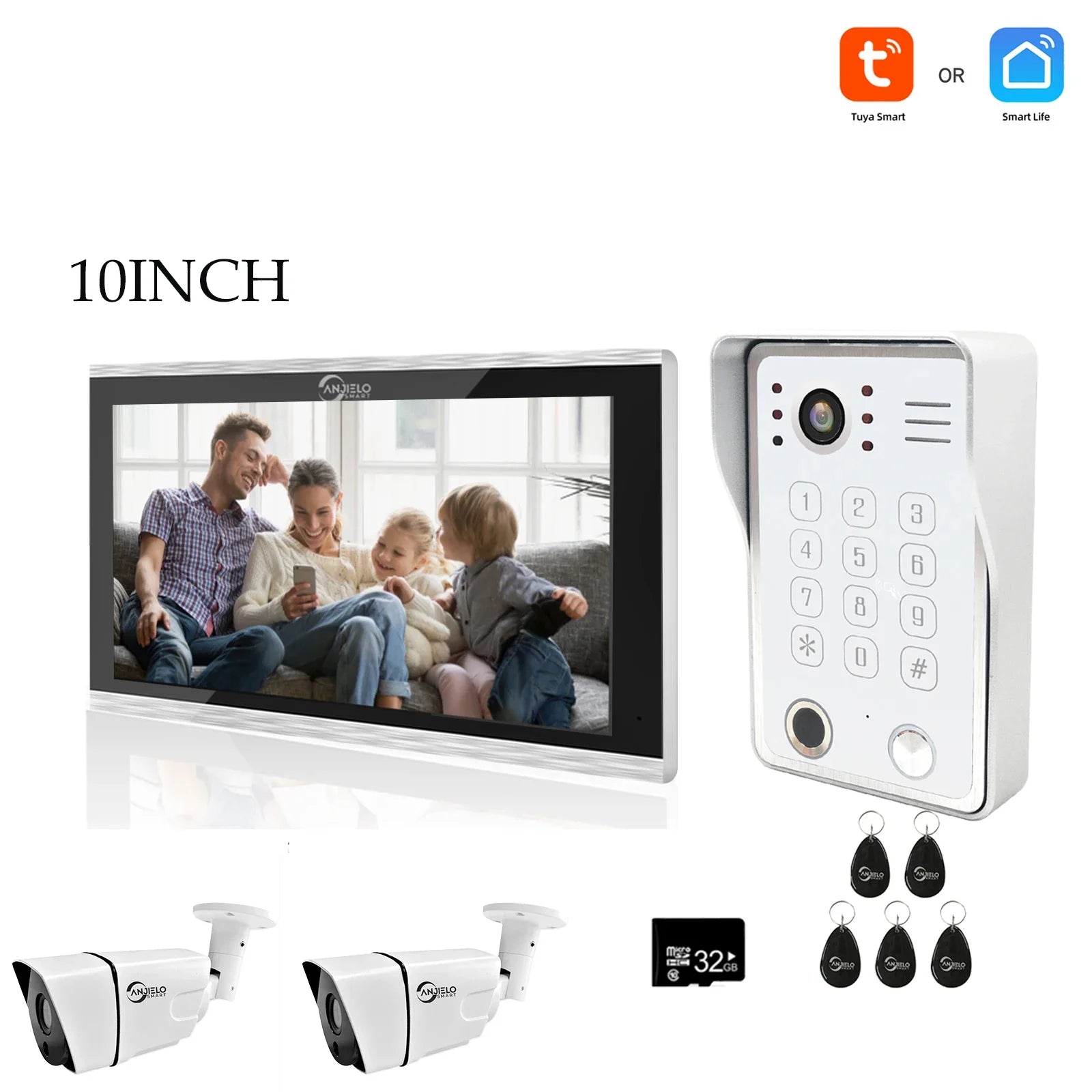 Système de sécurité interphone vidéo avec déverrouillage par empreinte digitale Anjielo tuya 1080P moniteur tactile 7/10 pouces pour villa et maison