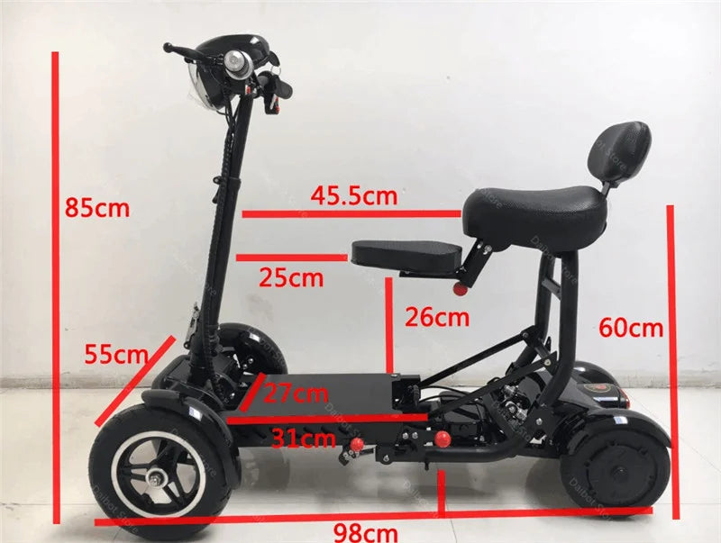 4 Wheel Mobility Scooters for 2 Peoples With Baby Seat 500W 36V 15.6AH  Adults 10 Inch Electric Scooter Dual Motor