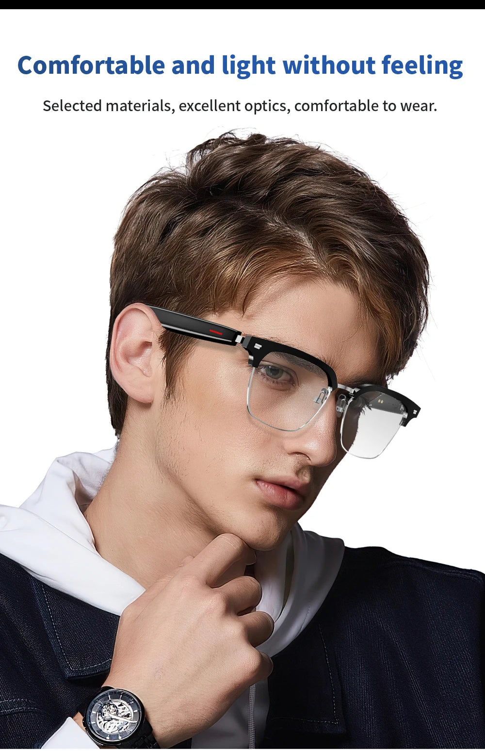 SENBONO E13 Smart Glasses — Blaulichtfilter, polarisiert, integriertes Mikrofon und Lautsprecher