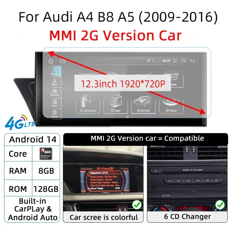 Audi A4 B8/A5 — Android 14, Wireless CarPlay