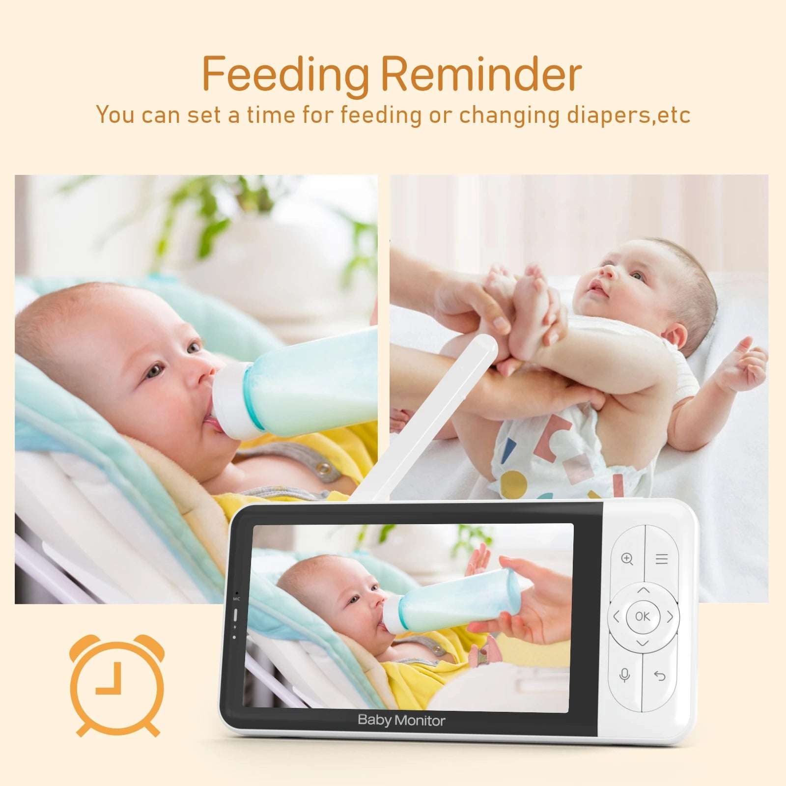 Tuya Smart Babyphone 2K-Kamera 5" 1080P Display Temperaturerkennung APP-Ansichtssteuerung Baby Nanny 2-Wege-Audio Babykamera