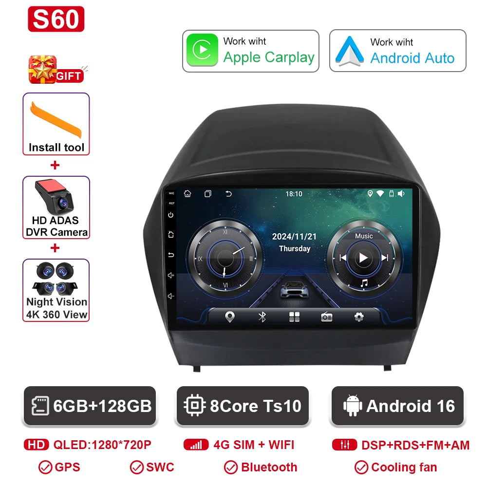 Hyundai Tucson Android 16 — 2K QLED, CarPlay