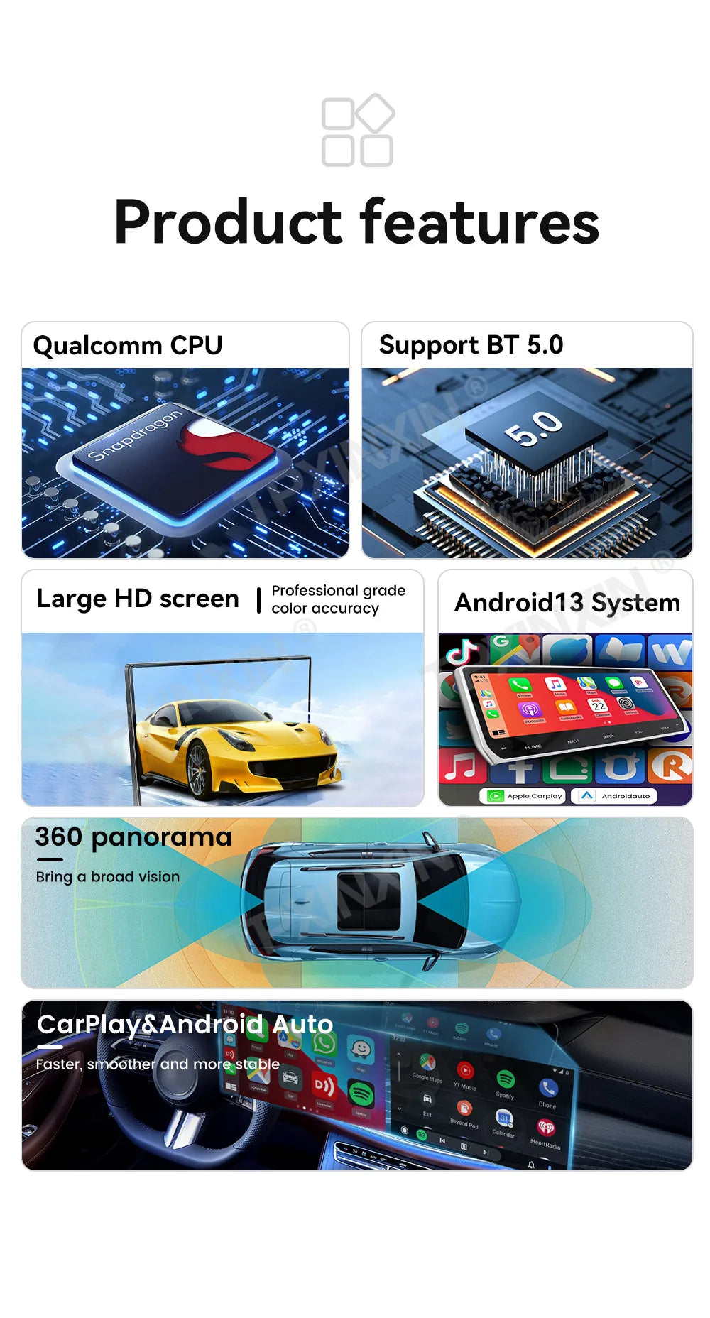 Dodge Ram 14.4" — Android 13, CarPlay, Vertical Screen