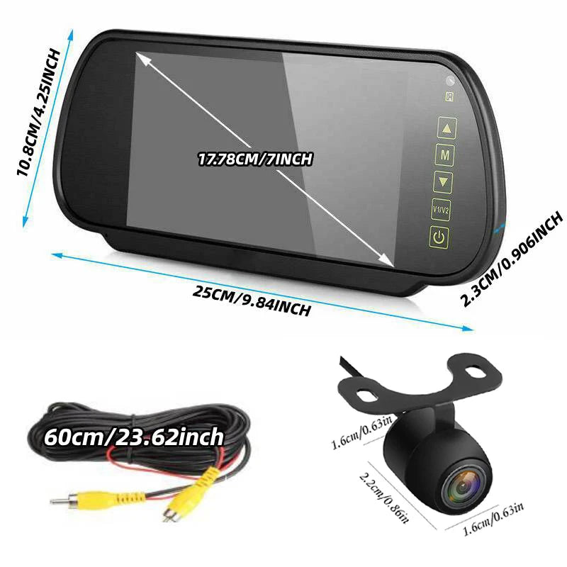 Mirror Monitor Camera Kit — Night Vision, 7" Display