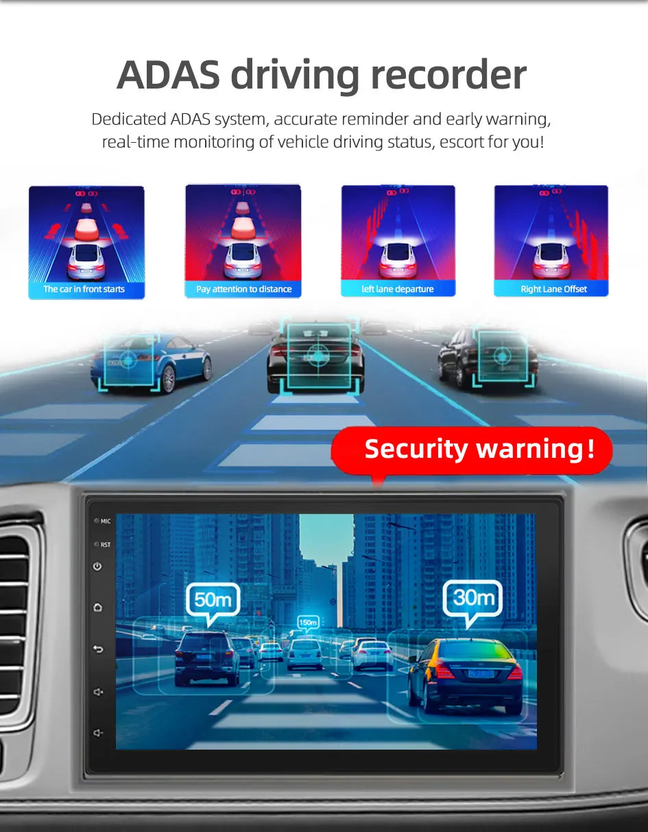 2-DIN Android Autoradio — 7/9/10", CarPlay, Android Auto, GPS, 4G, 8-Kern, 4GB+64GB