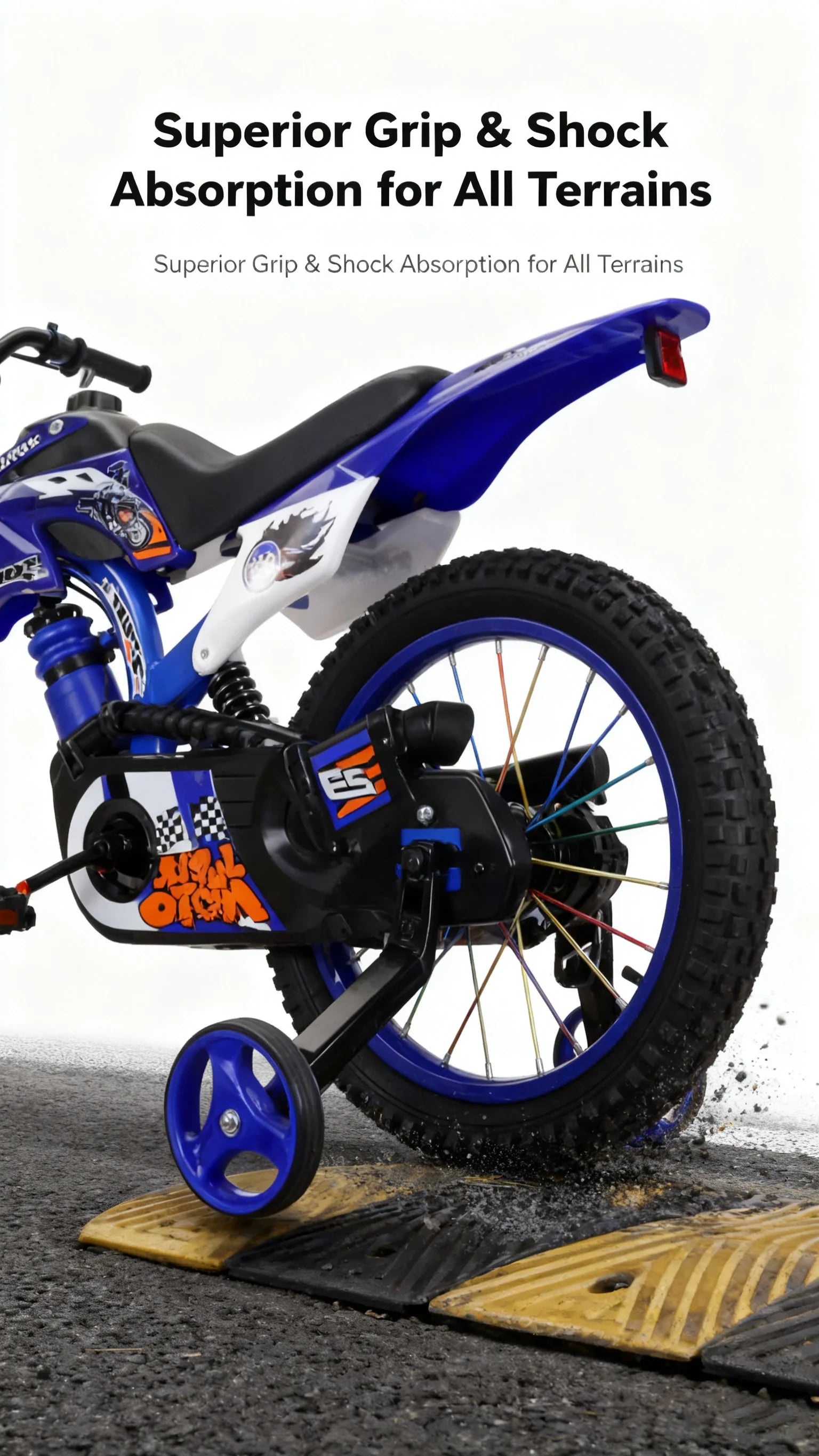 Blue Off-Road Motorcycle Bicycle Pedal Bike for Boys And Girls 12/16 Inch Children's Basic Model Foreign Trade