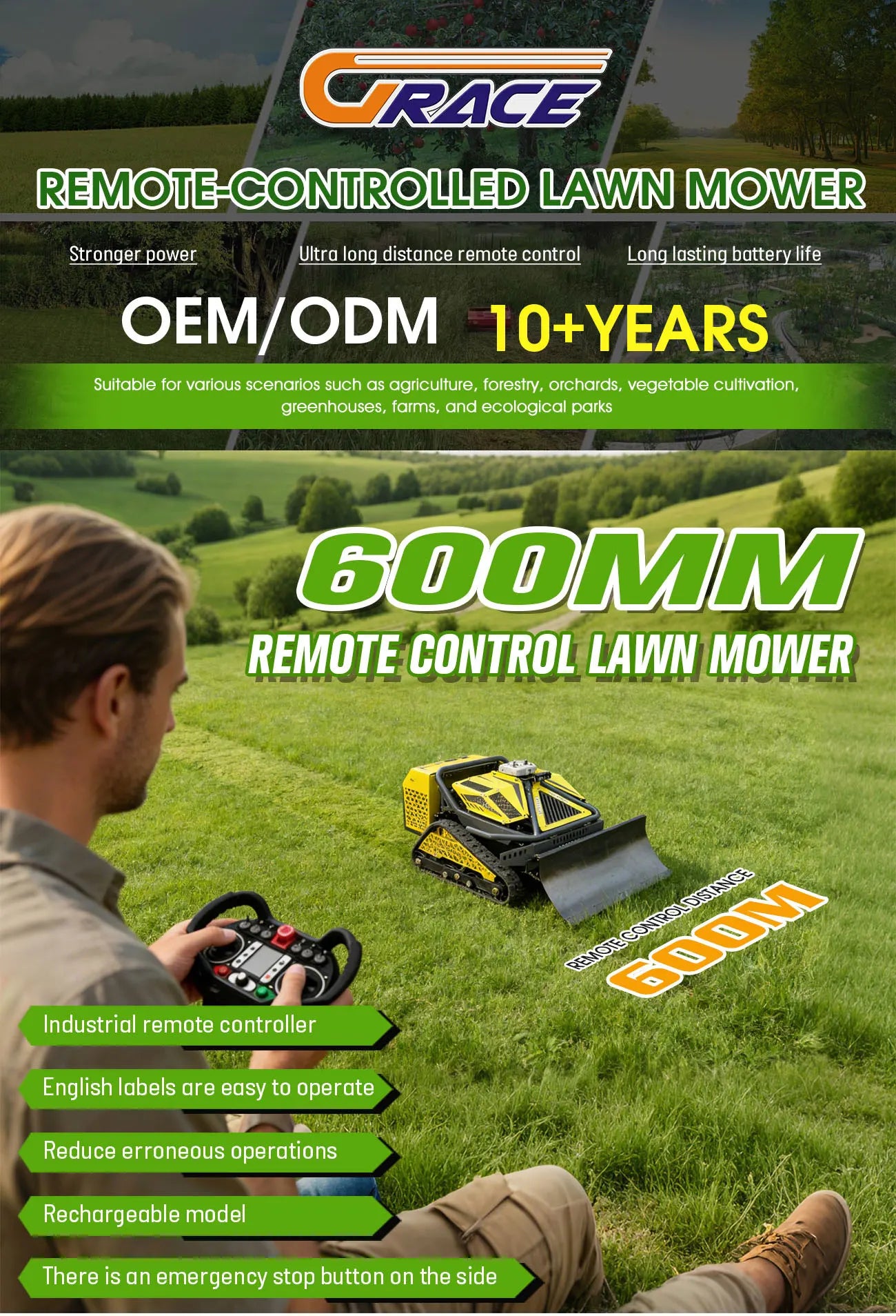 Remote Control Lawn Mower Automatic Smart Robot Lawn Mower Electric RC Grass Cutter for Garden Farm Hillside