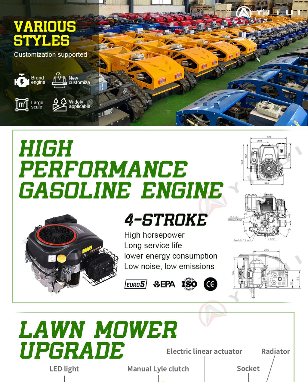 Customized Durable Reliable Lawn Mower High Efficiency Powerful Engine Fast Operating Speed Low Noise High Load Ce Epa