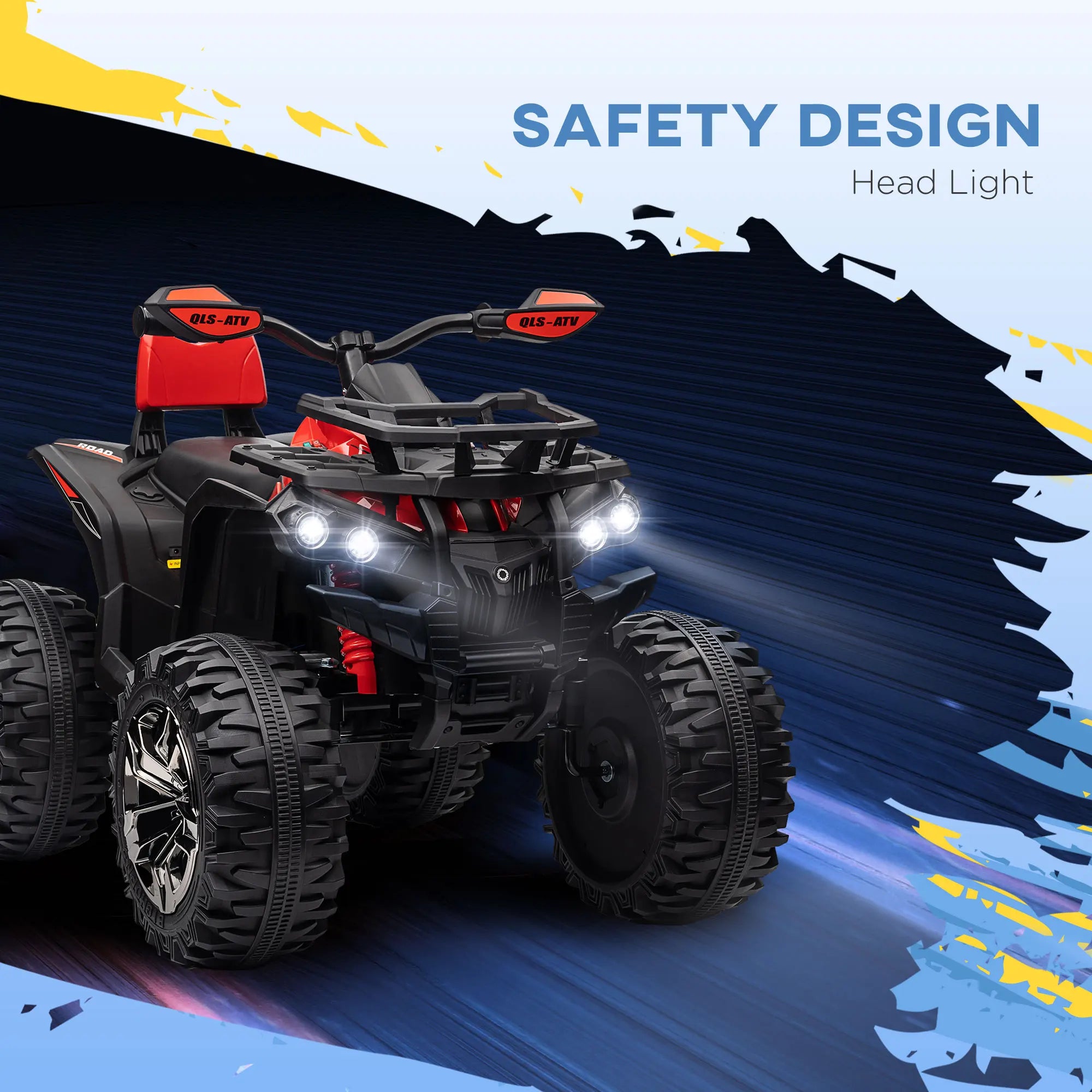 HOMCOM 12V Quad Bike ATV with LED Lights, Music, for Kids