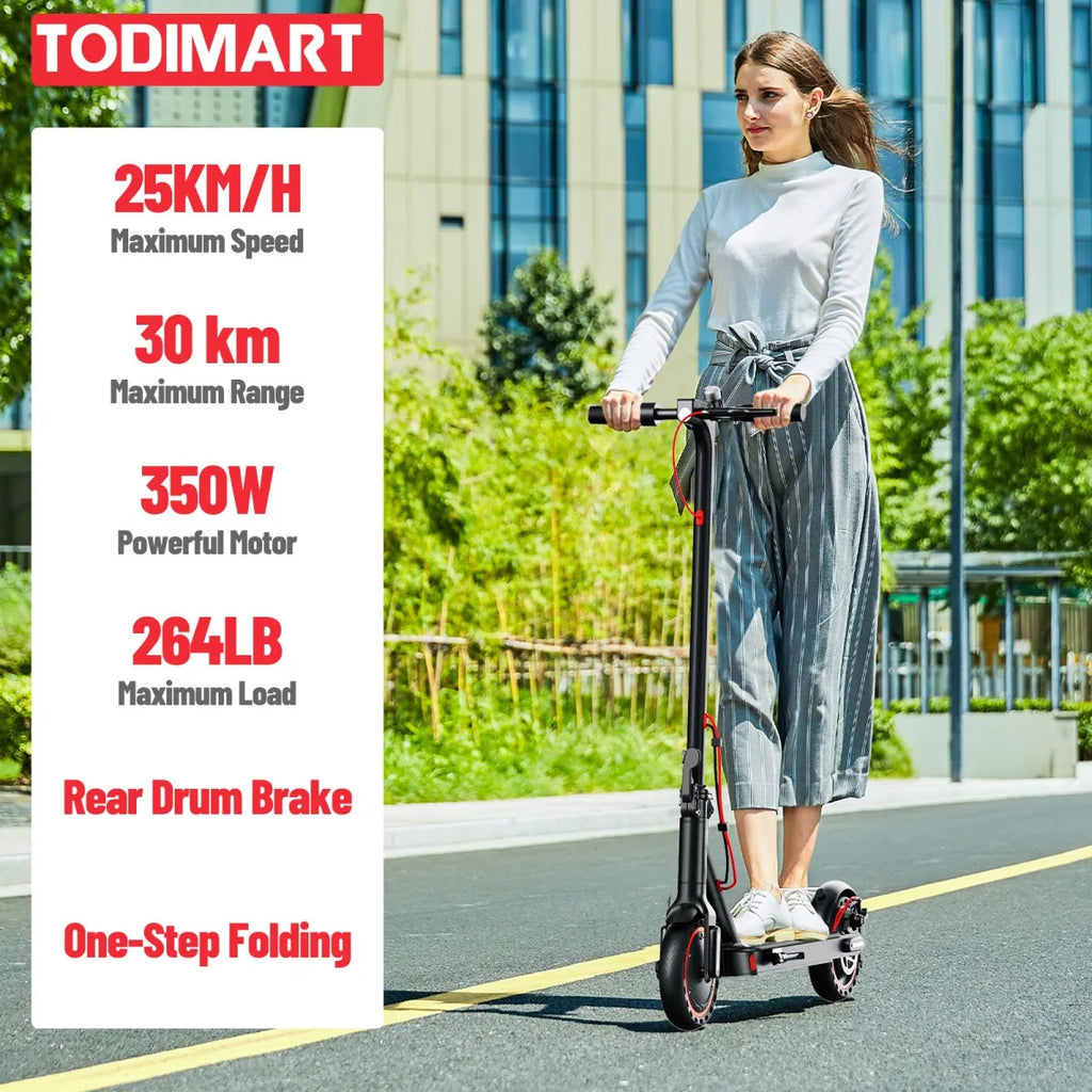 TODIMART T3 Folding Electric Scooter, 25-35km, Ultra-Light Electric Scooters Adults, 36V 7.8Ah Battery, 350W Peak Motor,App City