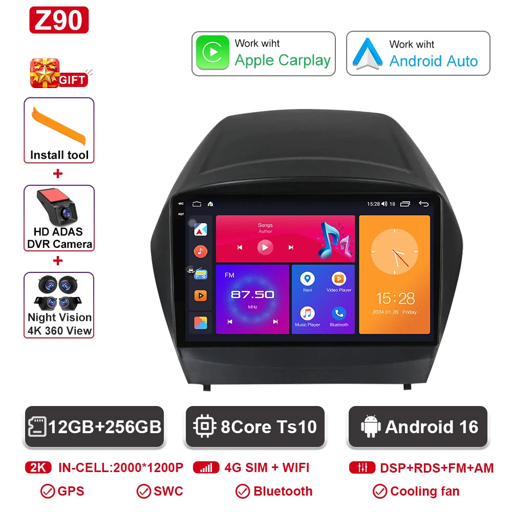 Hyundai Tucson Android 16 — 2K QLED, CarPlay