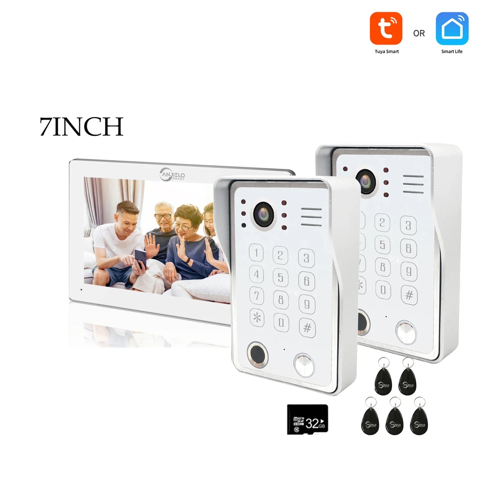Système de sécurité interphone vidéo avec déverrouillage par empreinte digitale Anjielo tuya 1080P moniteur tactile 7/10 pouces pour villa et maison