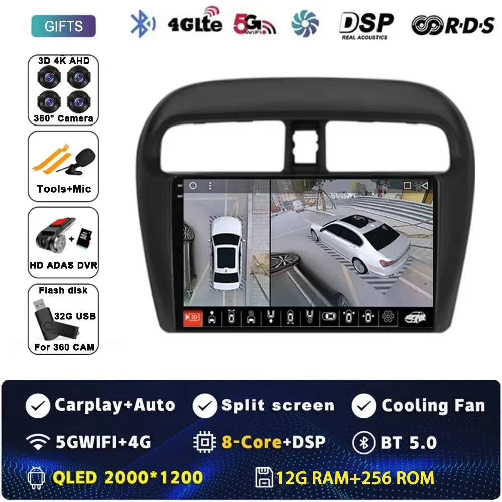 Android 15 Car Radio — Compatible with Mitsubishi Mirage | GPS | Multimedia Screen
