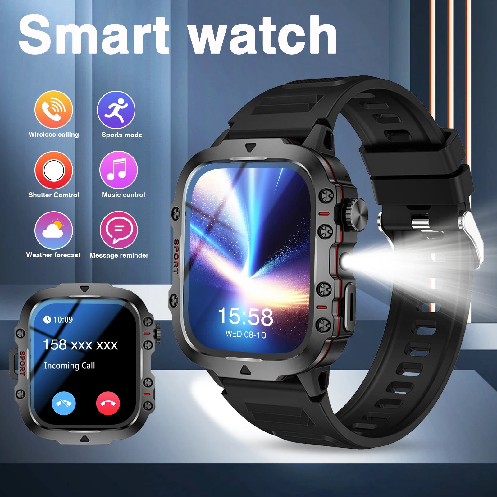 2025 Smartwatch — Calling, Dual Straps, Flashlight