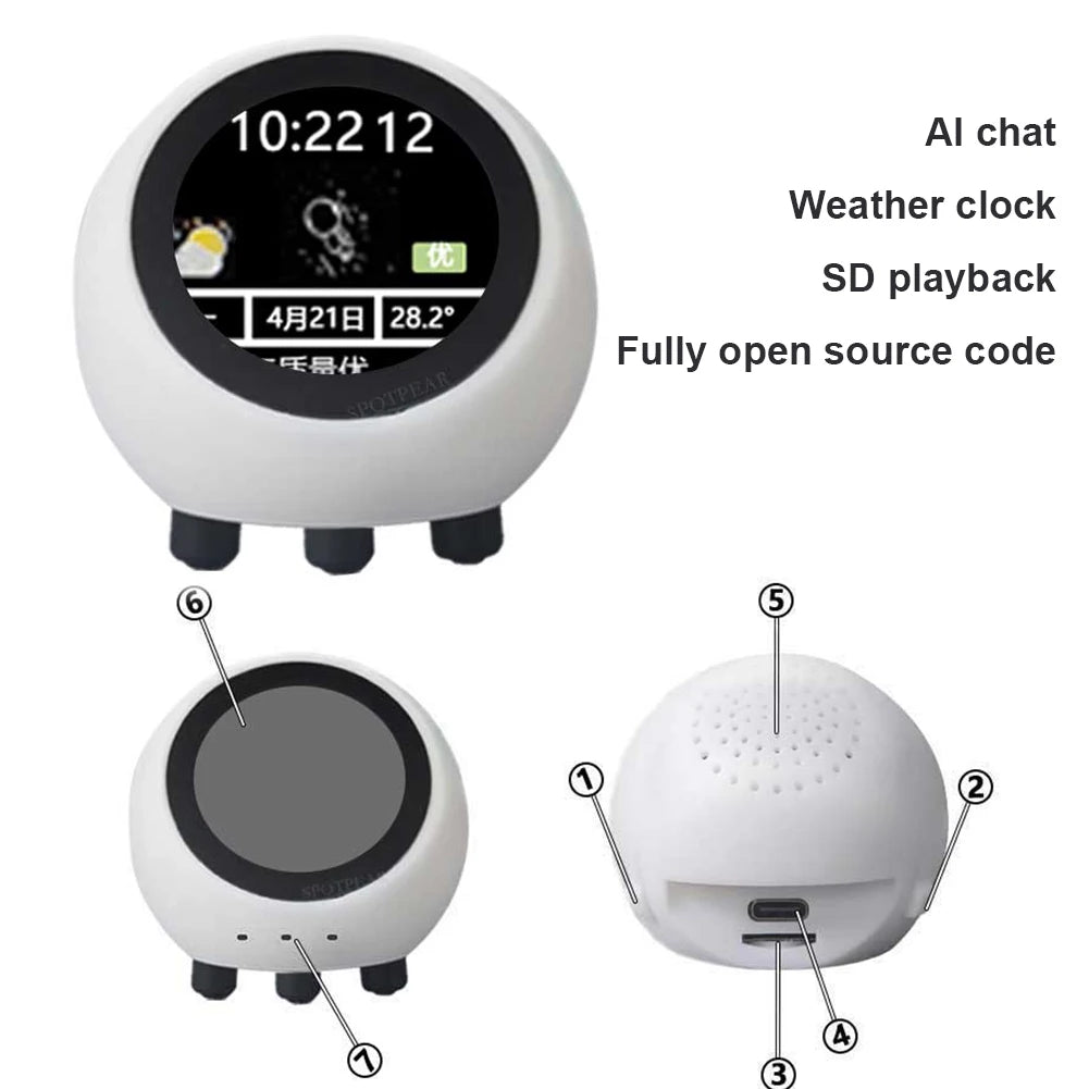 AI Voice Chat Robot No Touch Screen LCD Display Mini Robot Tabletop Ornaments Smart Assistant Robot for Home Decor(No Battery)
