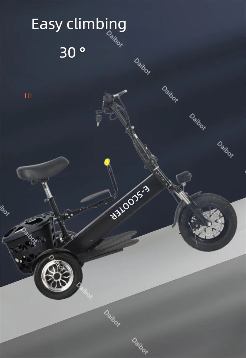 Foldable Mini Electric Tricycle For Woman with toddler seat 500W 36V lightweight Three Wheels Electric Scooter For Adults Basket