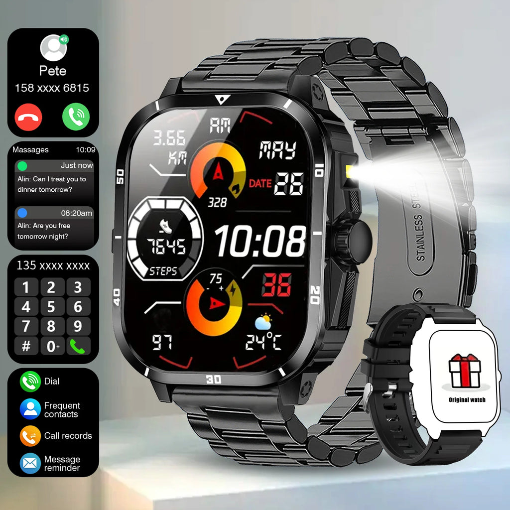2025 Smartwatch — Calling, Dual Straps, Flashlight